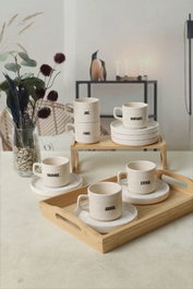 Hermia Juego de tazas de té Blanco y Negro (12 Piezas)